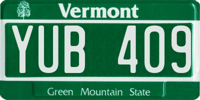 VT license plate YUB409