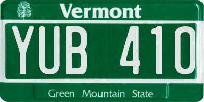 VT license plate YUB410