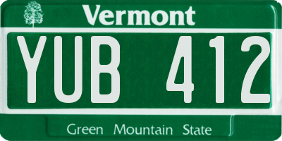 VT license plate YUB412