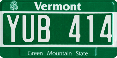 VT license plate YUB414