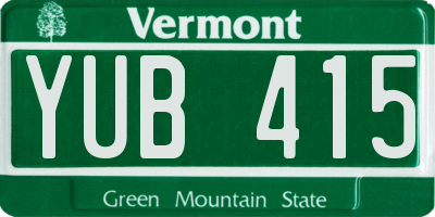 VT license plate YUB415