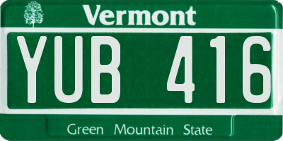 VT license plate YUB416