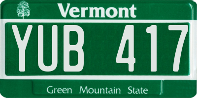 VT license plate YUB417