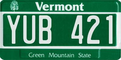 VT license plate YUB421