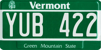 VT license plate YUB422