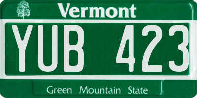 VT license plate YUB423