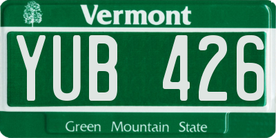 VT license plate YUB426
