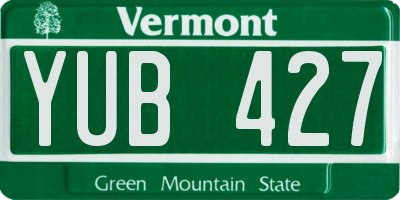VT license plate YUB427