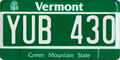 VT license plate YUB430