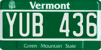 VT license plate YUB436