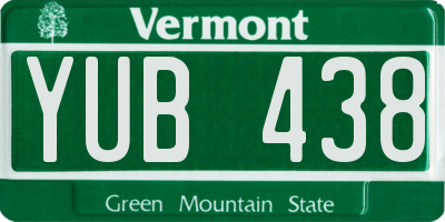 VT license plate YUB438