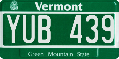 VT license plate YUB439