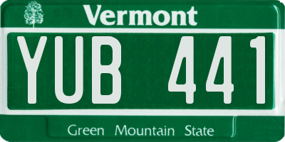 VT license plate YUB441