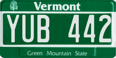 VT license plate YUB442