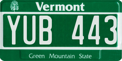 VT license plate YUB443