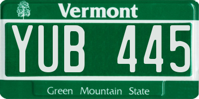VT license plate YUB445