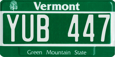 VT license plate YUB447