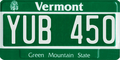 VT license plate YUB450