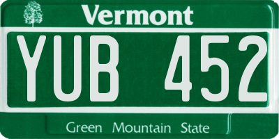 VT license plate YUB452