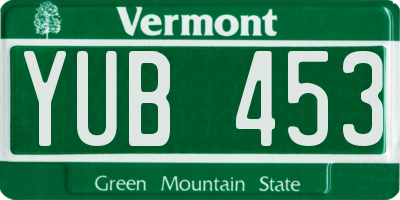 VT license plate YUB453