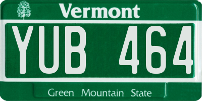 VT license plate YUB464