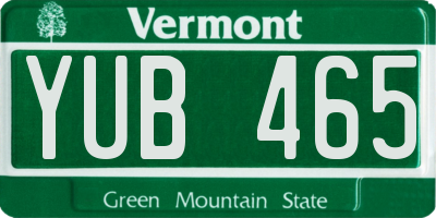 VT license plate YUB465