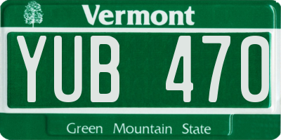 VT license plate YUB470