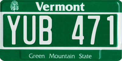 VT license plate YUB471