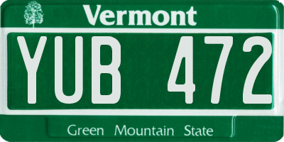 VT license plate YUB472