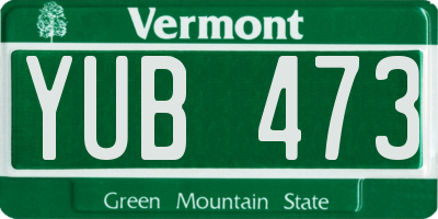 VT license plate YUB473