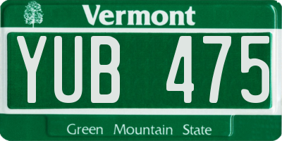 VT license plate YUB475