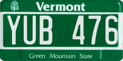 VT license plate YUB476