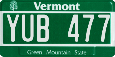 VT license plate YUB477