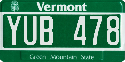 VT license plate YUB478