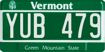 VT license plate YUB479