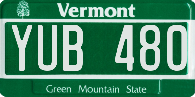 VT license plate YUB480