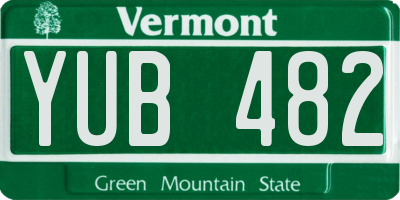 VT license plate YUB482