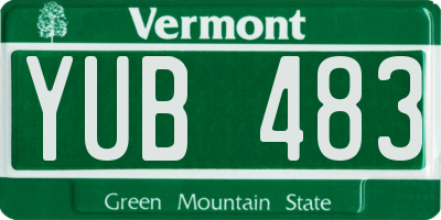 VT license plate YUB483