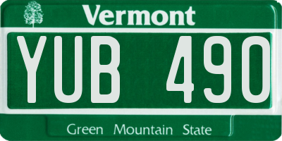 VT license plate YUB490