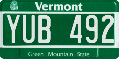VT license plate YUB492