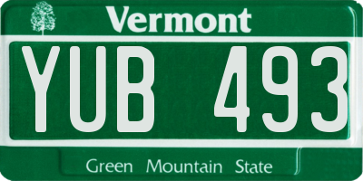 VT license plate YUB493