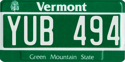 VT license plate YUB494