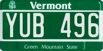 VT license plate YUB496