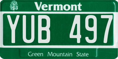 VT license plate YUB497