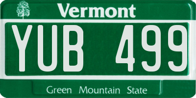 VT license plate YUB499