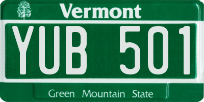 VT license plate YUB501