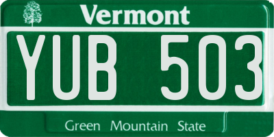 VT license plate YUB503