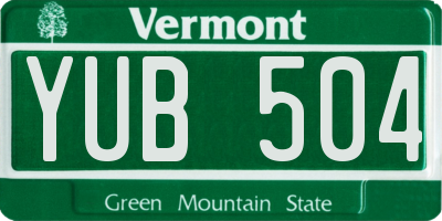 VT license plate YUB504