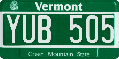 VT license plate YUB505