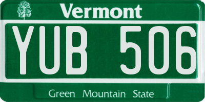 VT license plate YUB506